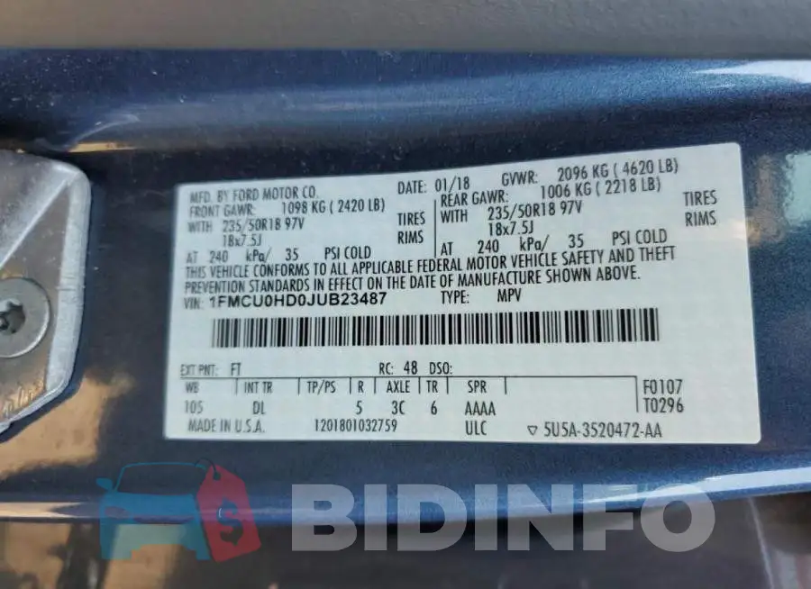 1FMCU0HD0JUB23487 Photo# 10