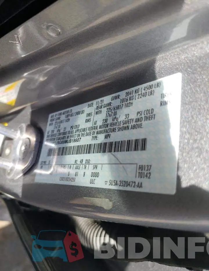 1FMCU9G69MUB18607 Photo# 10