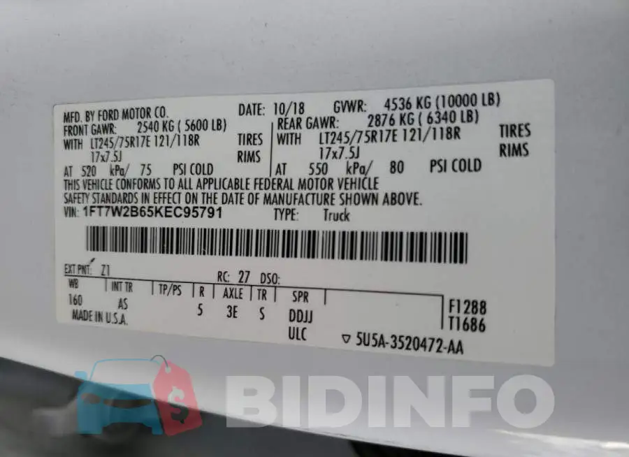 1FT7W2B65KEC95791 Photo# 10