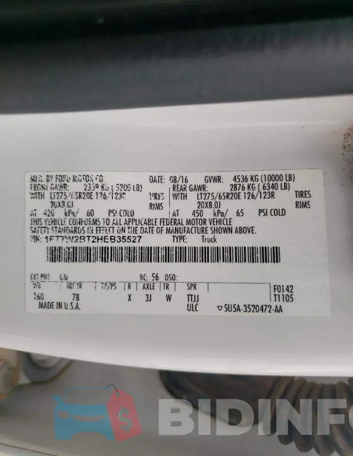 1FT7W2BT2HEB35527 Photo# 10