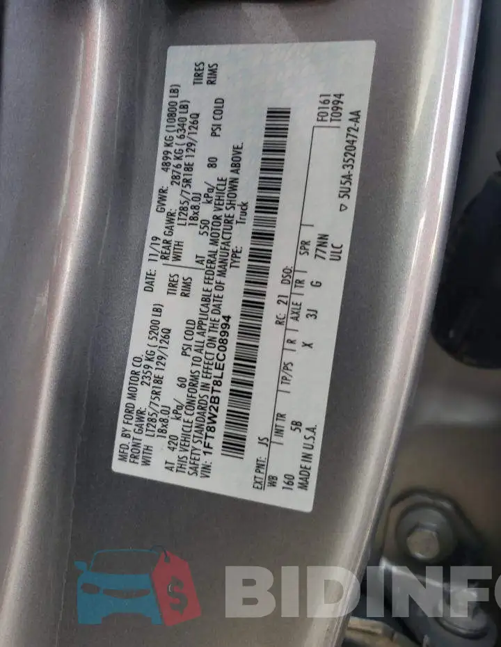 1FT8W2BT8LEC08994 Photo# 10