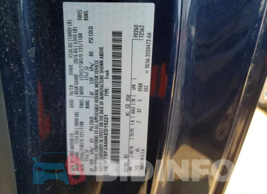 1FTBF2A66KED15221 Photo# 10