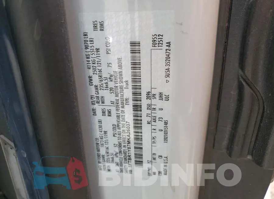 1FTBR1Y87MKA26037 Photo# 10