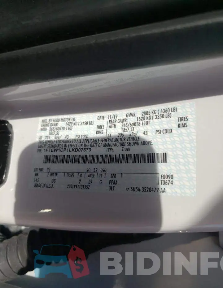 1FTEW1CP1LKD07673 Photo# 10