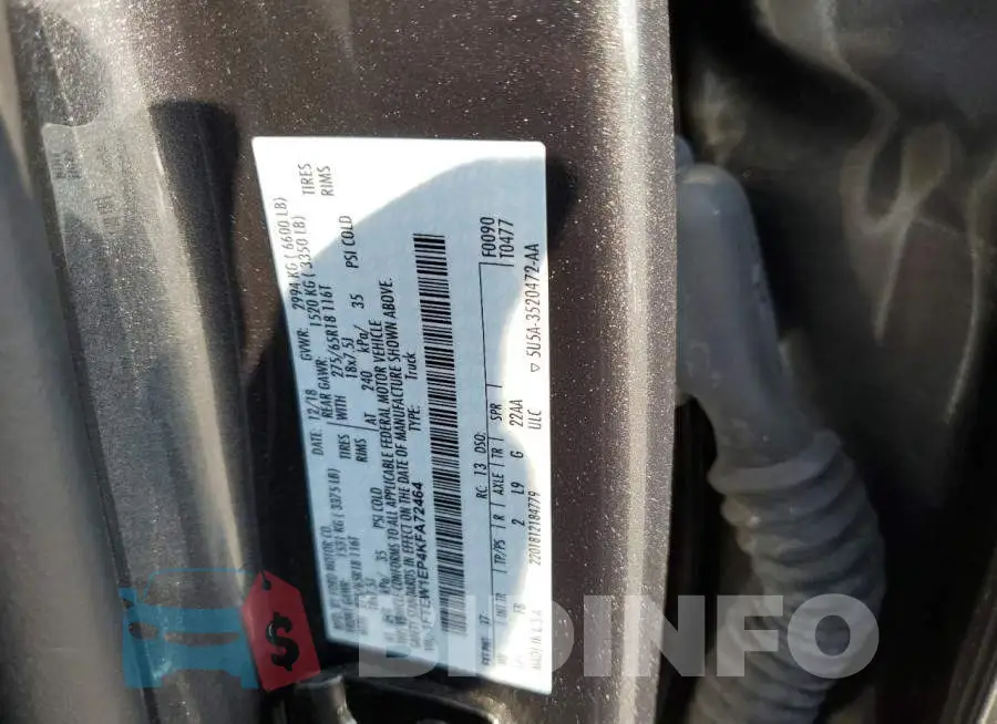 1FTEW1EP4KFA72464 Photo# 10