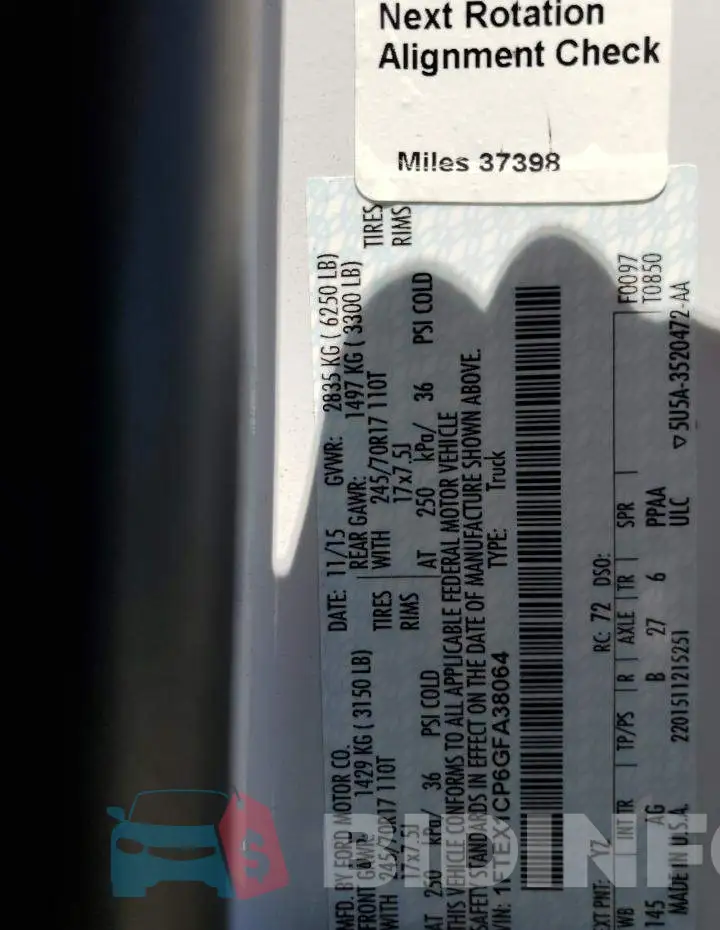 1FTEX1CP6GFA38064 Photo# 10