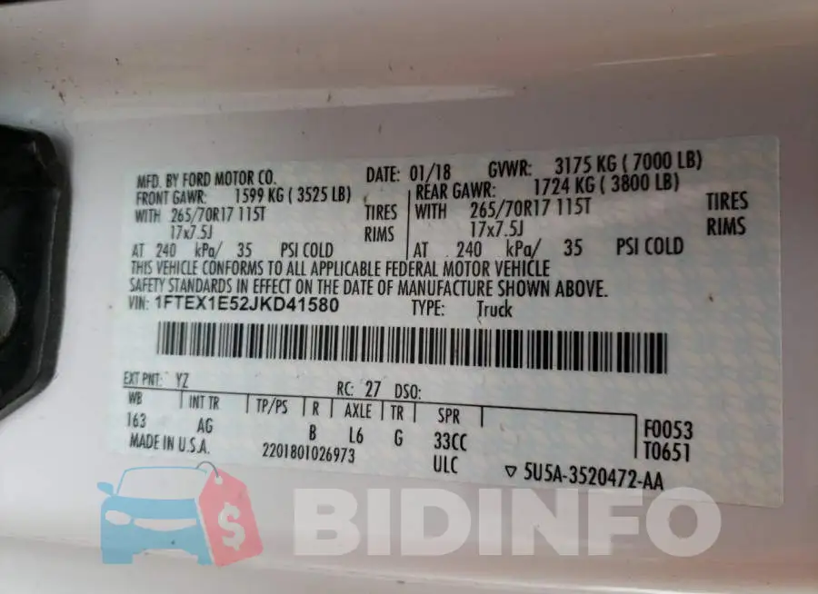 1FTEX1E52JKD41580 Photo# 10