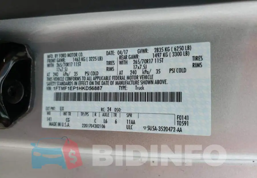 1FTMF1EP1HKD56887 Photo# 9