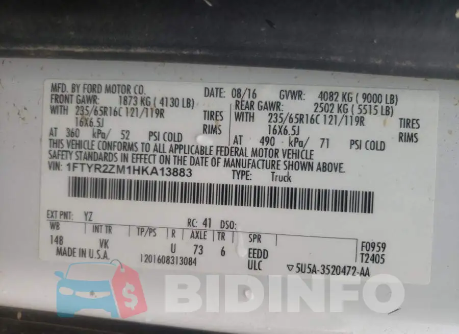1FTYR2ZM1HKA13883 Photo# 10