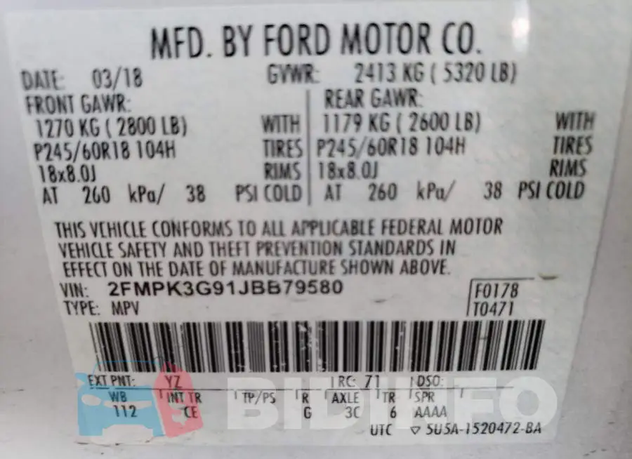 2FMPK3G91JBB79580 Photo# 10