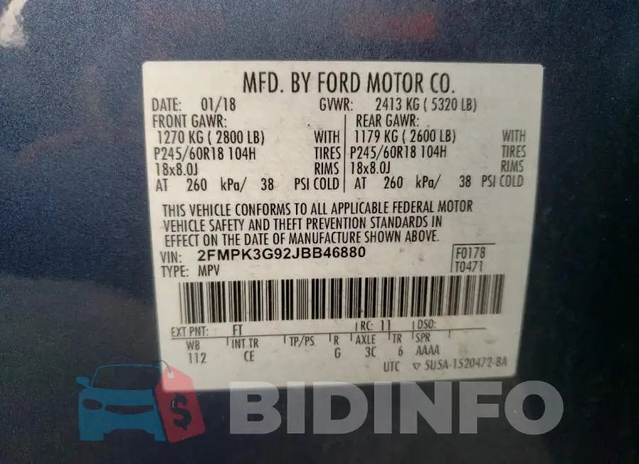 2FMPK3G92JBB46880 Photo# 10
