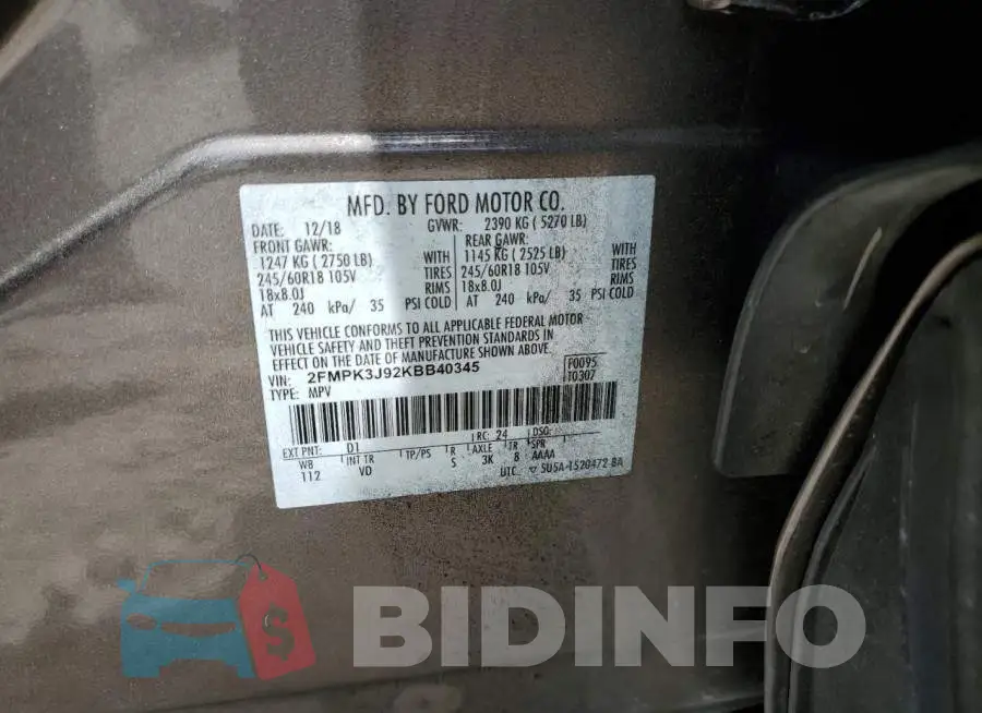 2FMPK3J92KBB40345 Photo# 10