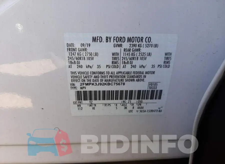 2FMPK3J92KBC75678 Photo# 10