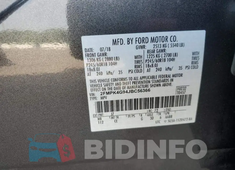 2FMPK4G94JBC56366 Photo# 10