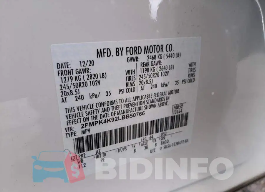 2FMPK4K92LBB50766 Photo# 10