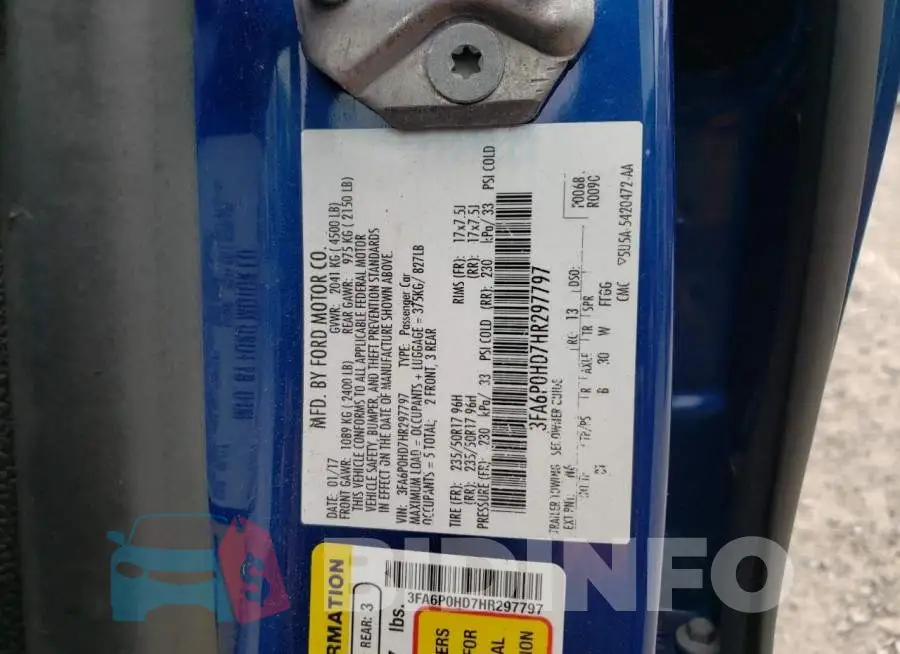 3FA6P0HD7HR297797 Photo# 10