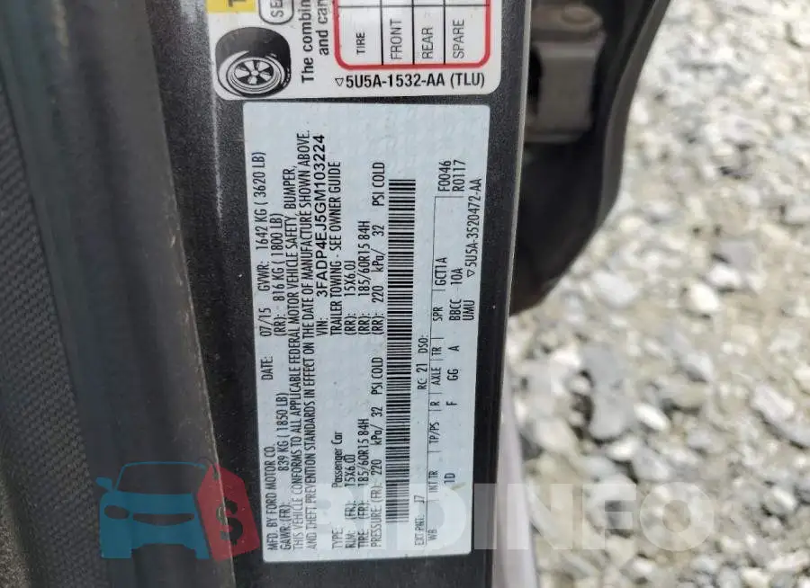 3FADP4EJ5GM103224 Photo# 10