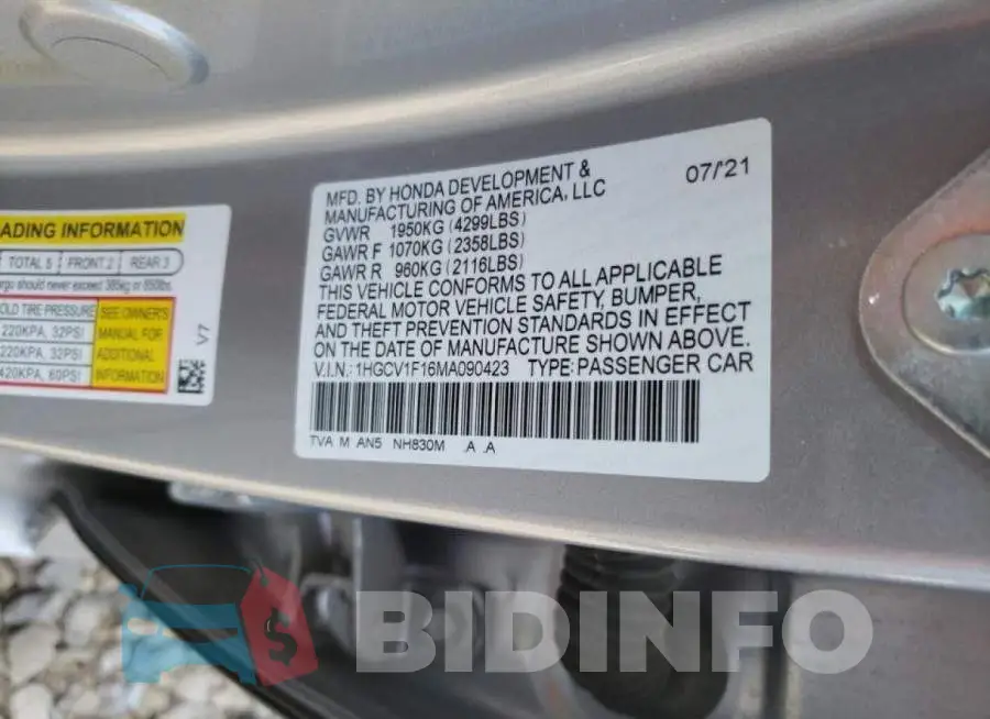1HGCV1F16MA090423 Photo# 10