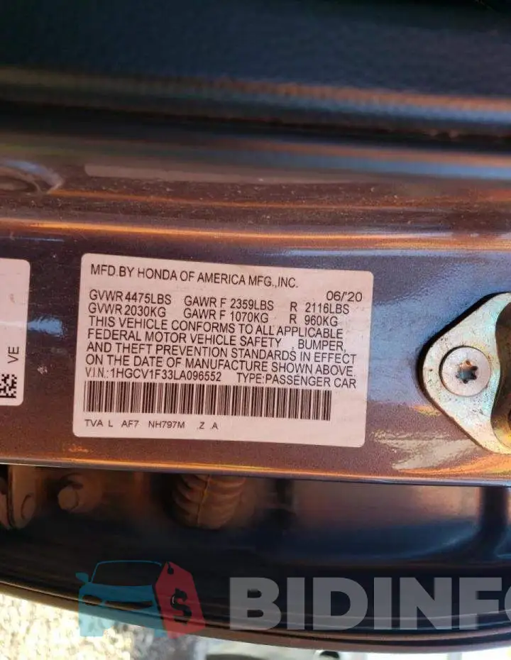 1HGCV1F33LA096552 Photo# 10