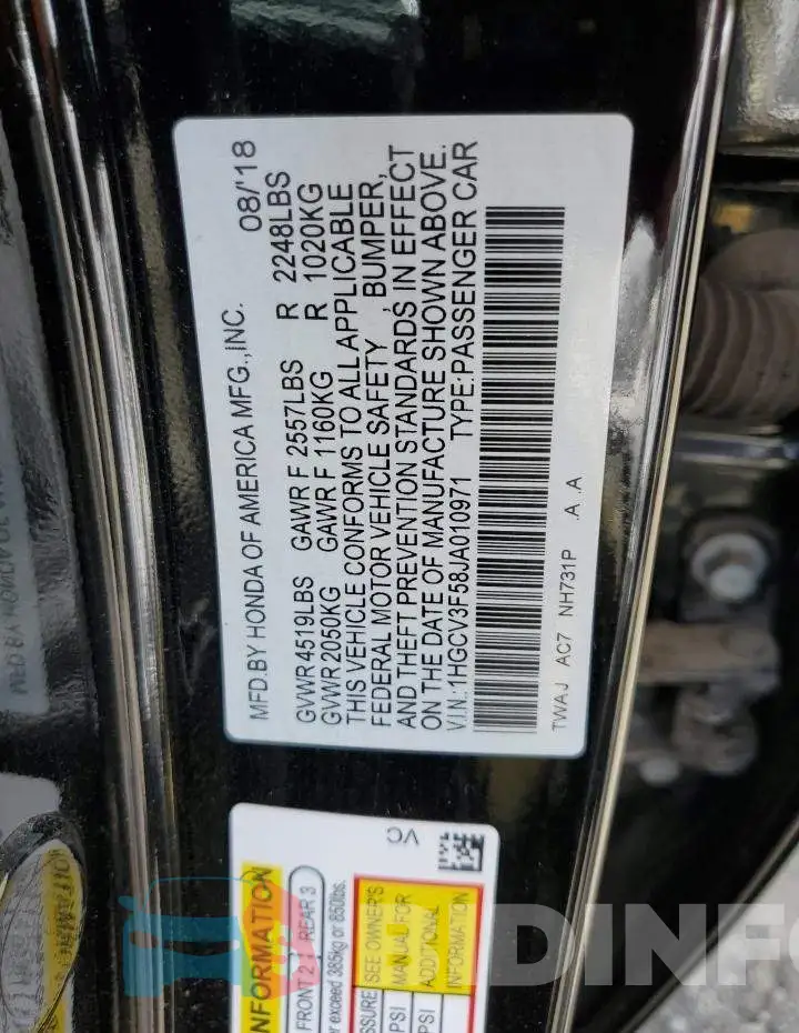 1HGCV3F58JA010971 Photo# 10