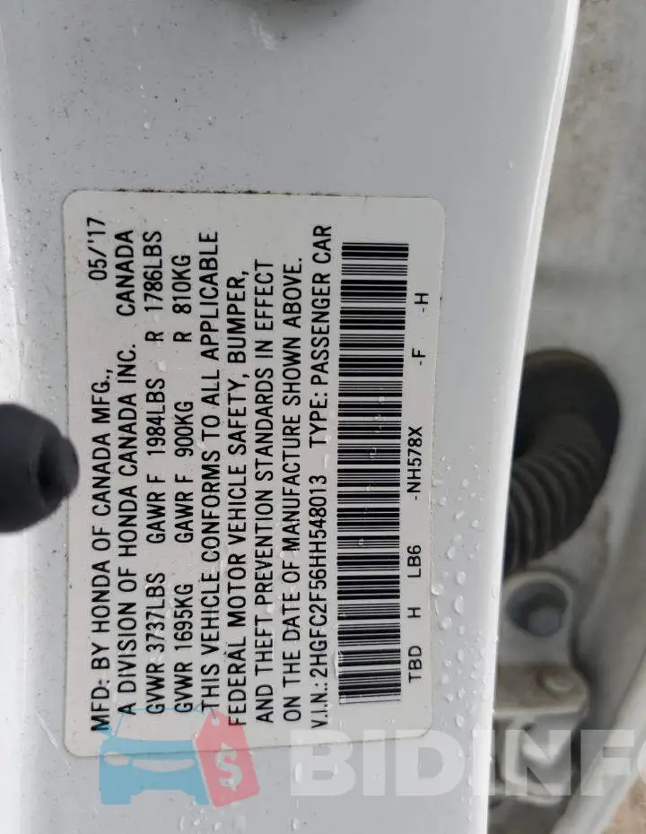2HGFC2F56HH548013 Photo# 10