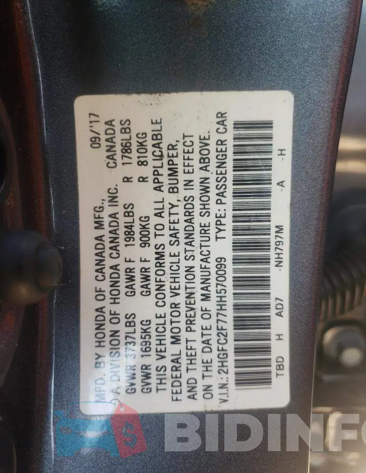 2HGFC2F77HH570099 Photo# 10