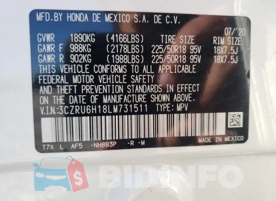 3CZRU6H18LM731511 Photo# 10