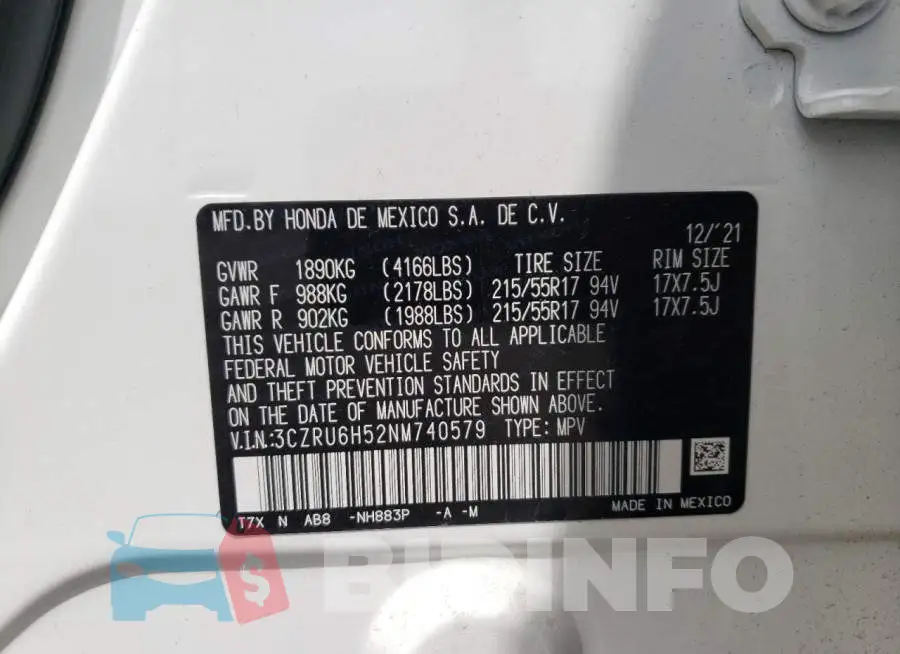 3CZRU6H52NM740579 Photo# 10