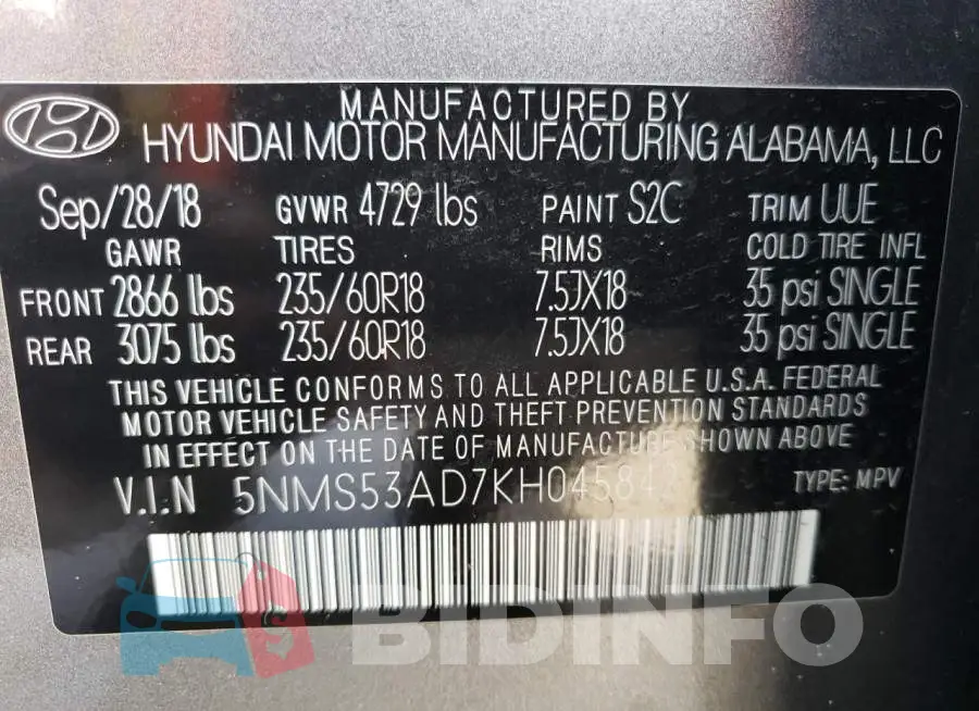 5NMS53AD7KH045842 Photo# 10
