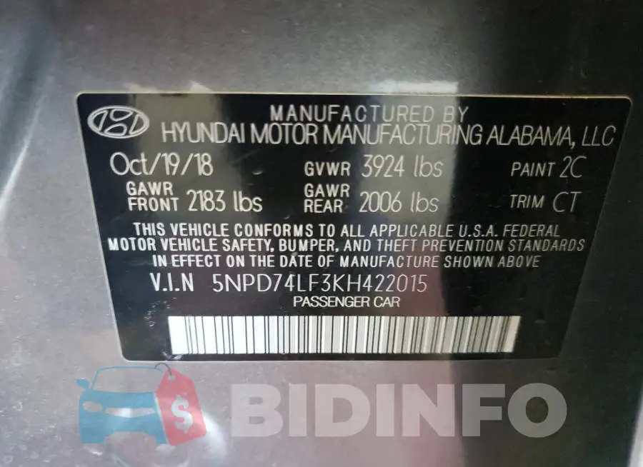 5NPD74LF3KH422015 Photo# 10