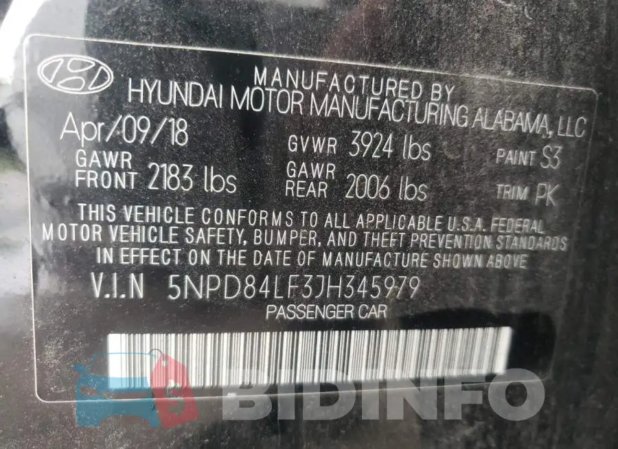 5NPD84LF3JH345979 Photo# 10
