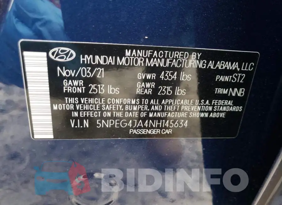 5NPEG4JA4NH145634 Photo# 10