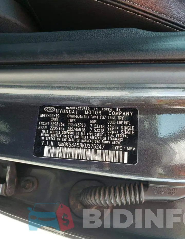 KM8K53A58KU376247 Photo# 10