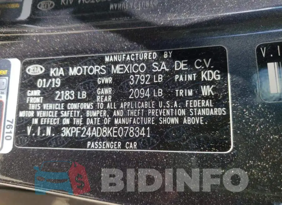 3KPF24AD8KE078341 Photo# 10