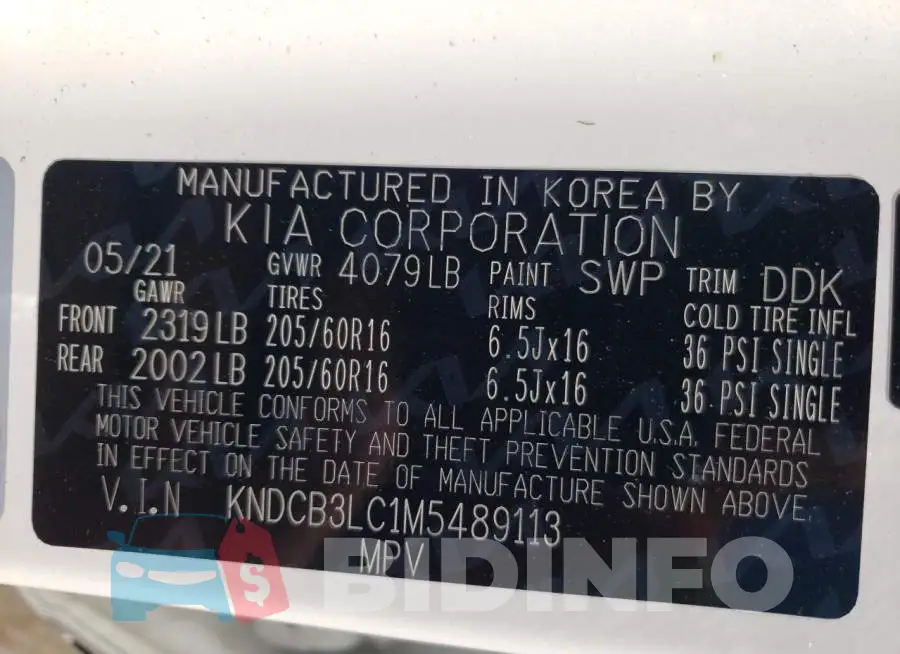 KNDCB3LC1M5489113 Photo# 10