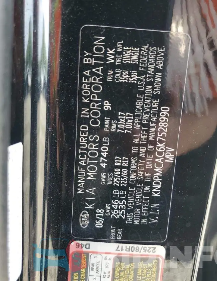 KNDPMCAC6K7528990 Photo# 10