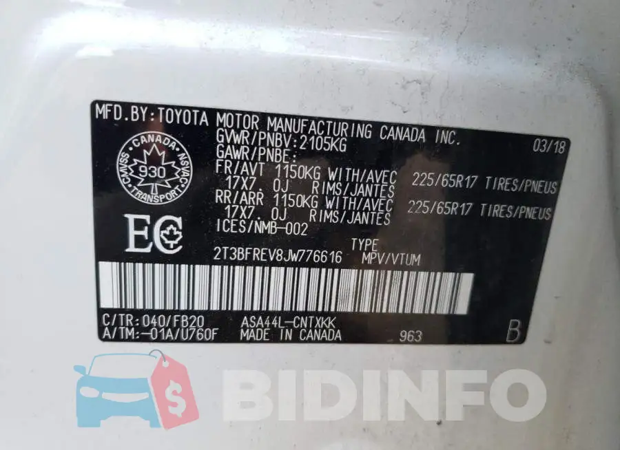 2T3BFREV8JW776616 Photo# 10