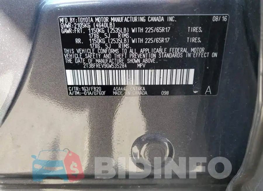 2T3BFREV9GW535284 Photo# 10