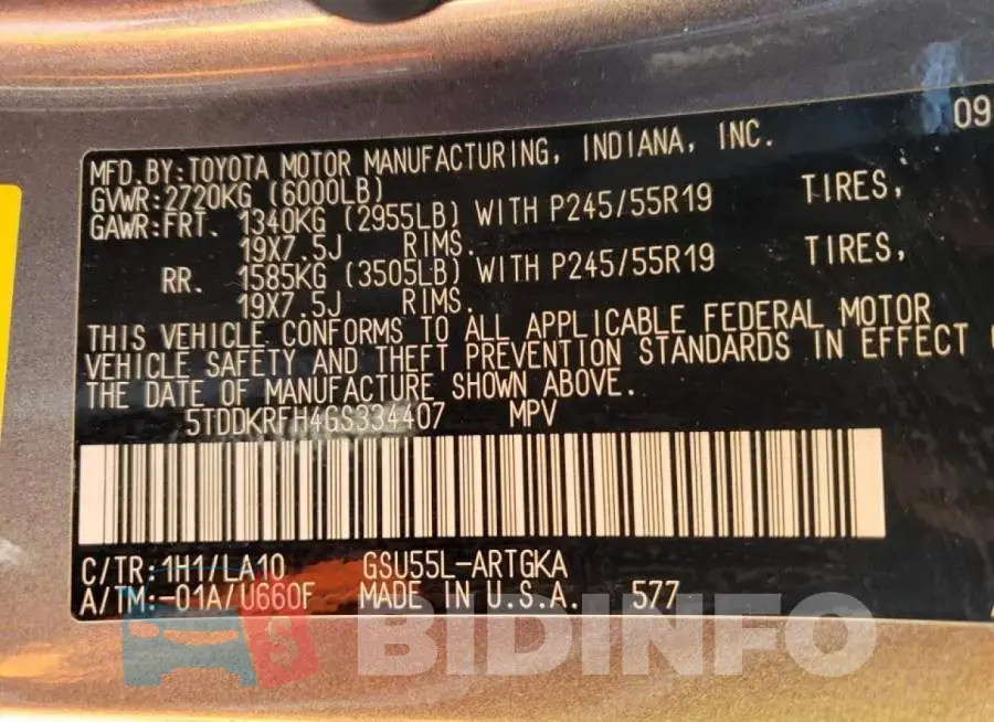 5TDDKRFH4GS334407 Photo# 10