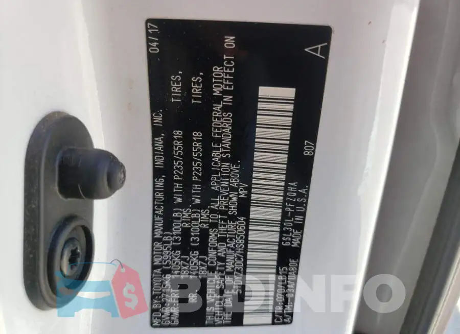 5TDYZ3DC7HS850604 Photo# 10