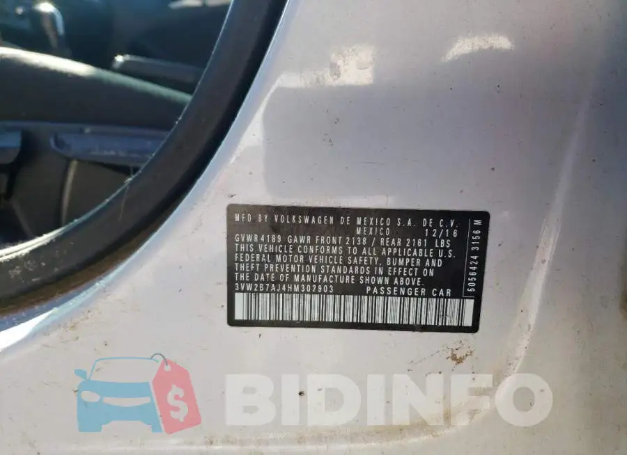 3VW2B7AJ4HM302903 Photo# 10