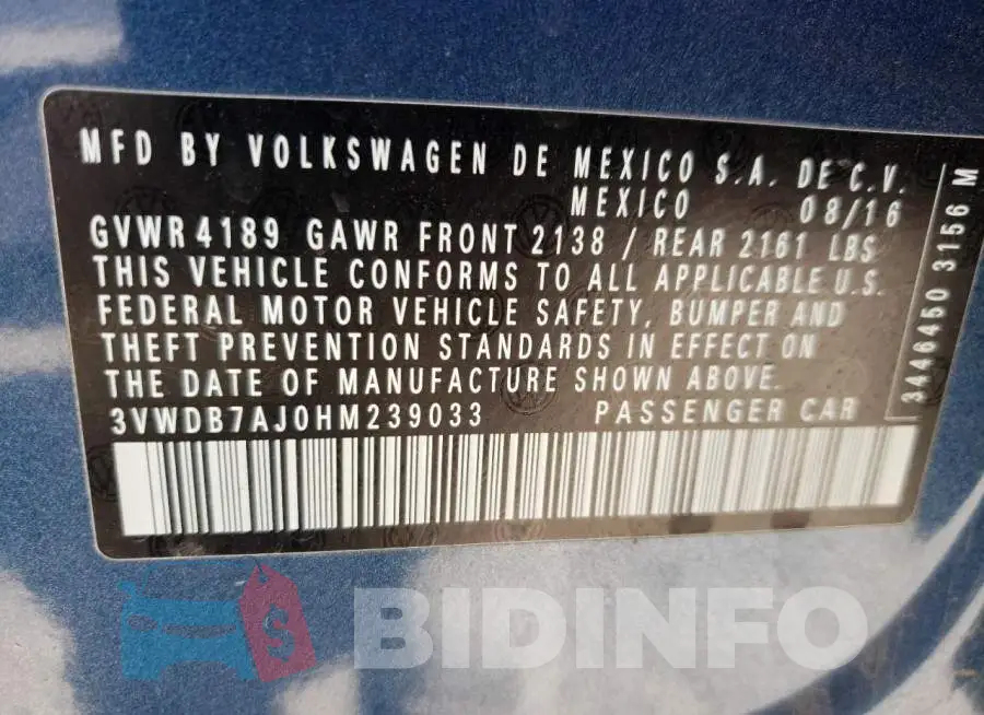 3VWDB7AJ0HM239033 Photo# 10