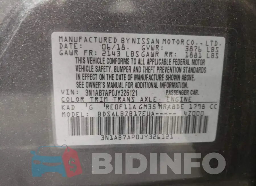 3N1AB7AP0JY326121 Photo# 10