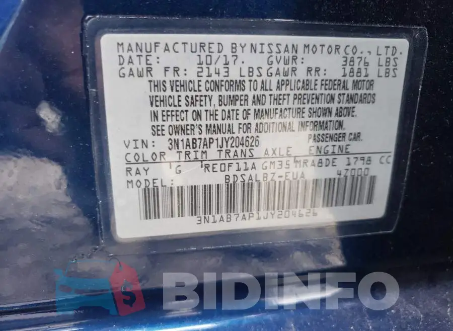 3N1AB7AP1JY204626 Photo# 10