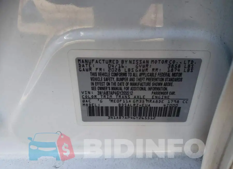 3N1AB7AP4GY265512 Photo# 10