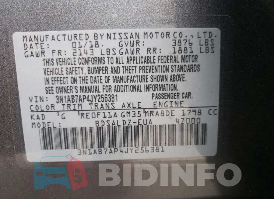3N1AB7AP4JY256381 Photo# 10
