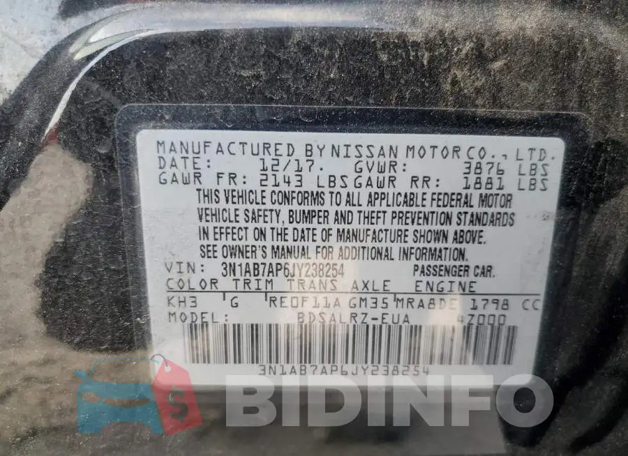 3N1AB7AP6JY238254 Photo# 10