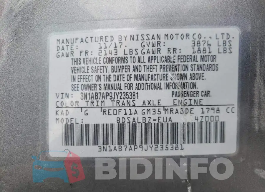 3N1AB7AP9JY235381 Photo# 10