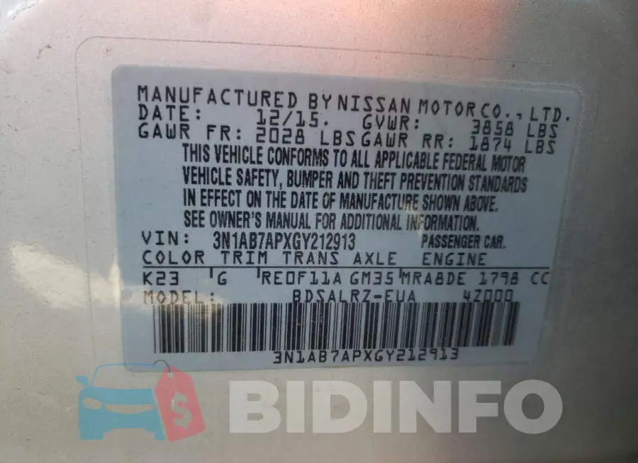 3N1AB7APXGY212913 Photo# 10