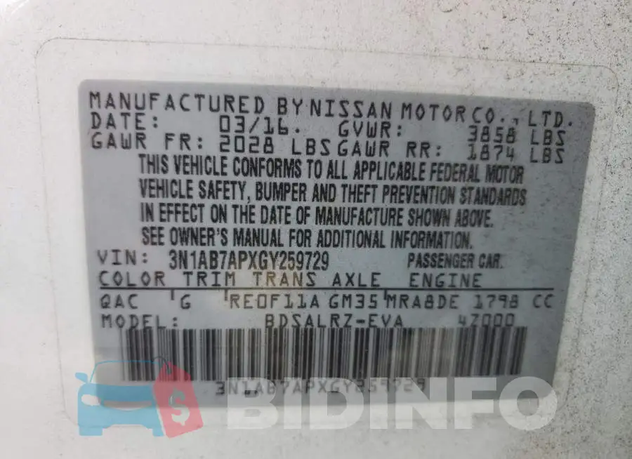3N1AB7APXGY259729 Photo# 10